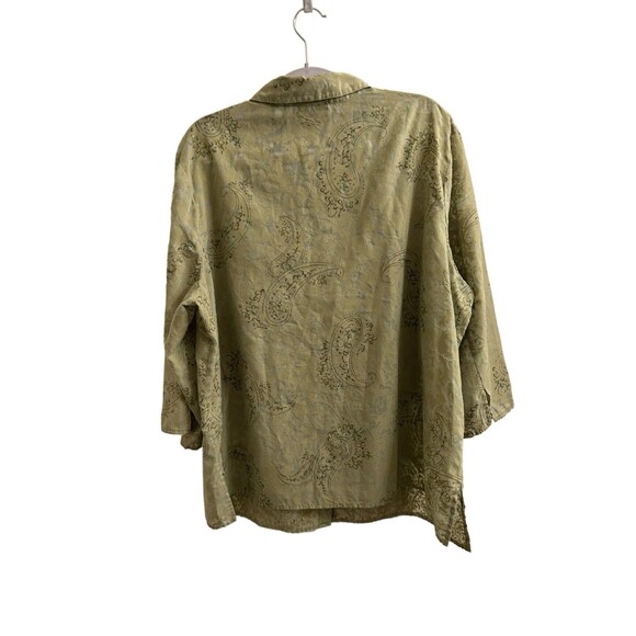 JH Collectibles Women’s Green Paisley Burnout Tunic Sz 2 Casual Office - Picture 2 of 6